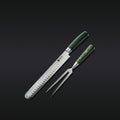 Damascus Steel Carving Set 2-pc (Green)