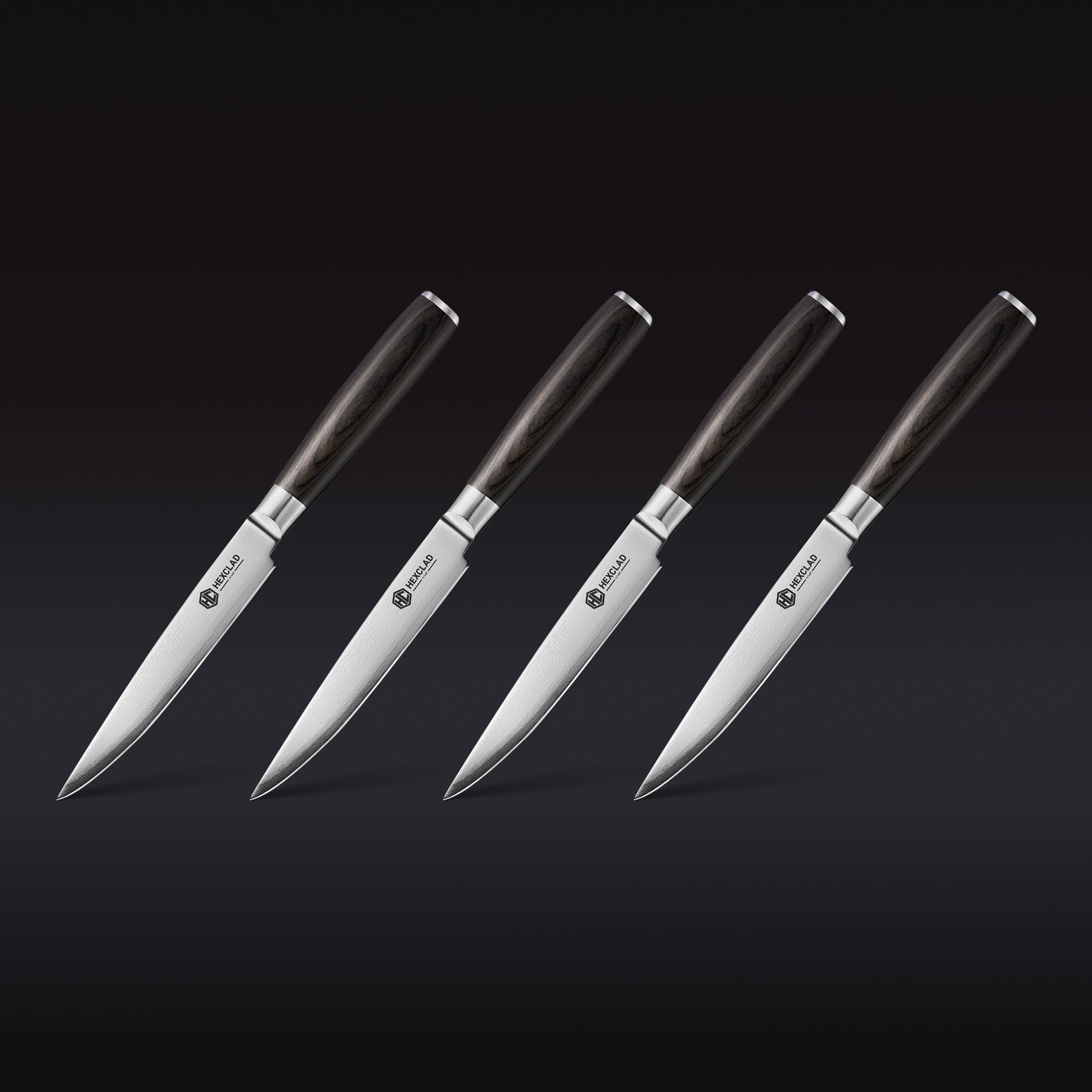 Damascus Steel Steak Knife Set 4-pc (Espresso)