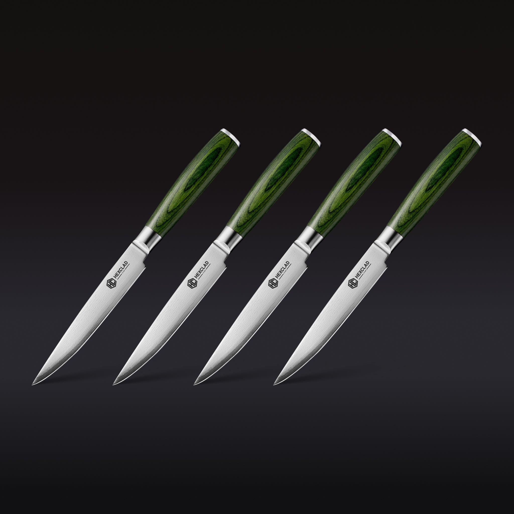Damascus Steel Steak Knife Set 4-pc (Green)