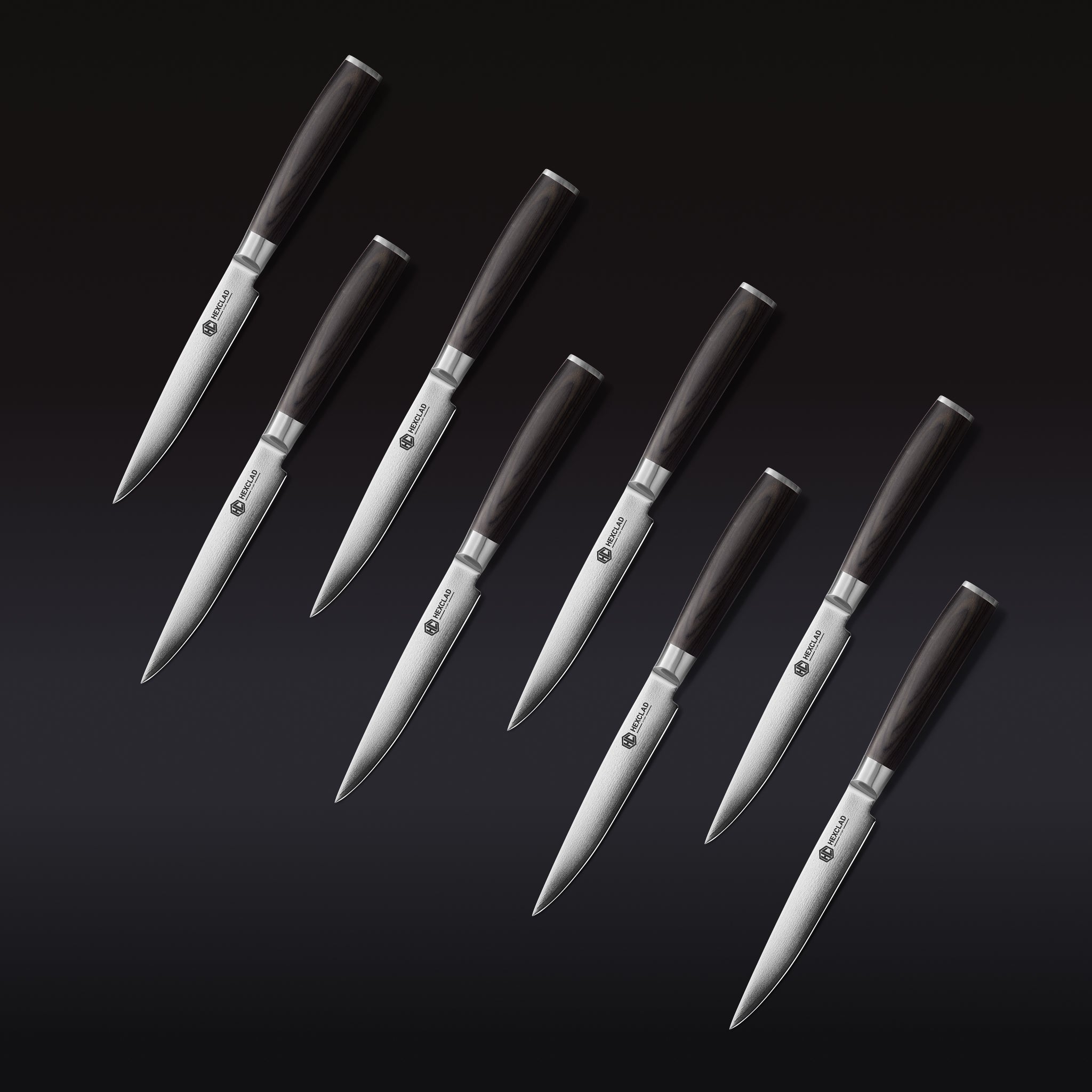 Damascus Steel Steak Knife Set 8-pc (Espresso)