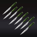 Damascus Steel Steak Knife Set 8-pc (Green)