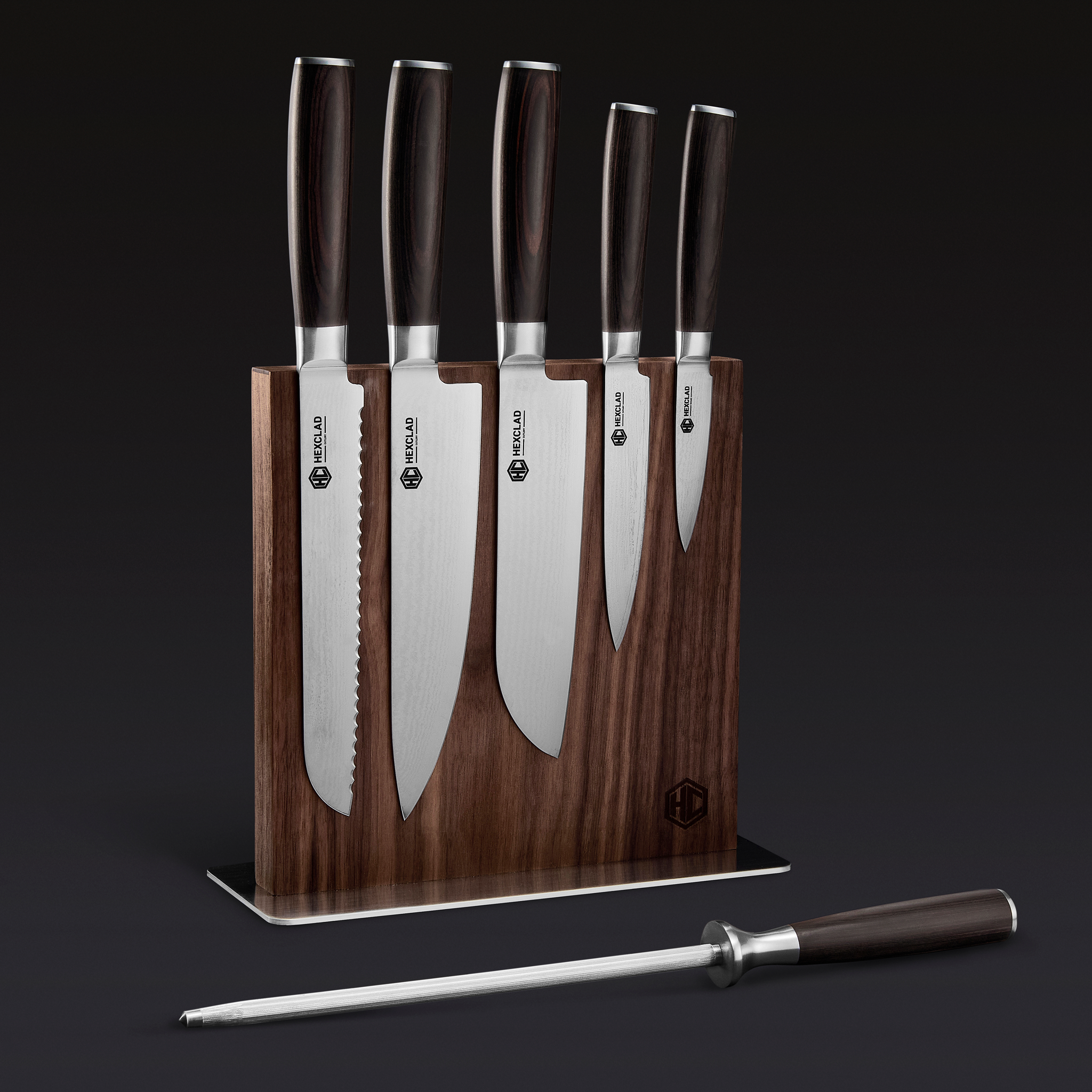 Damascus Steel Knife Set 7-pc (Espresso)