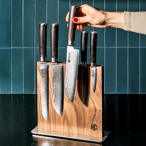 Damascus Steel Knife Set 7-pc (Espresso)