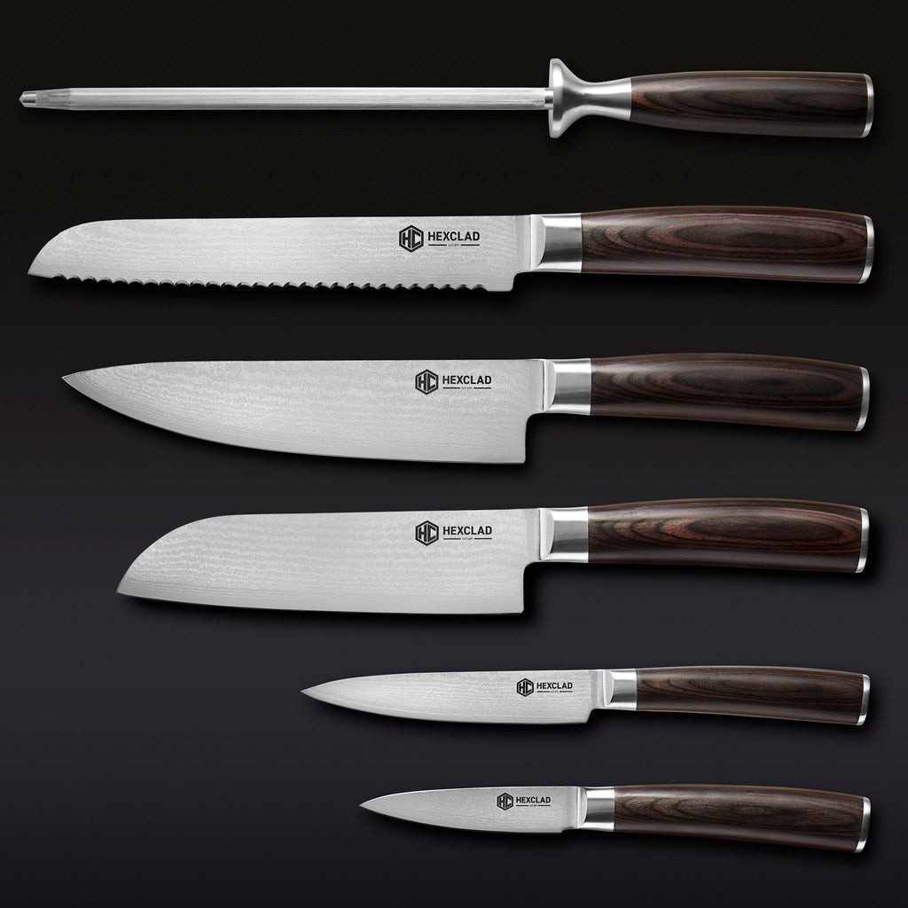 Damascus Steel Knife Set 6-pc (Espresso)