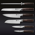 Damascus Steel Knife Set 6-pc (Espresso)