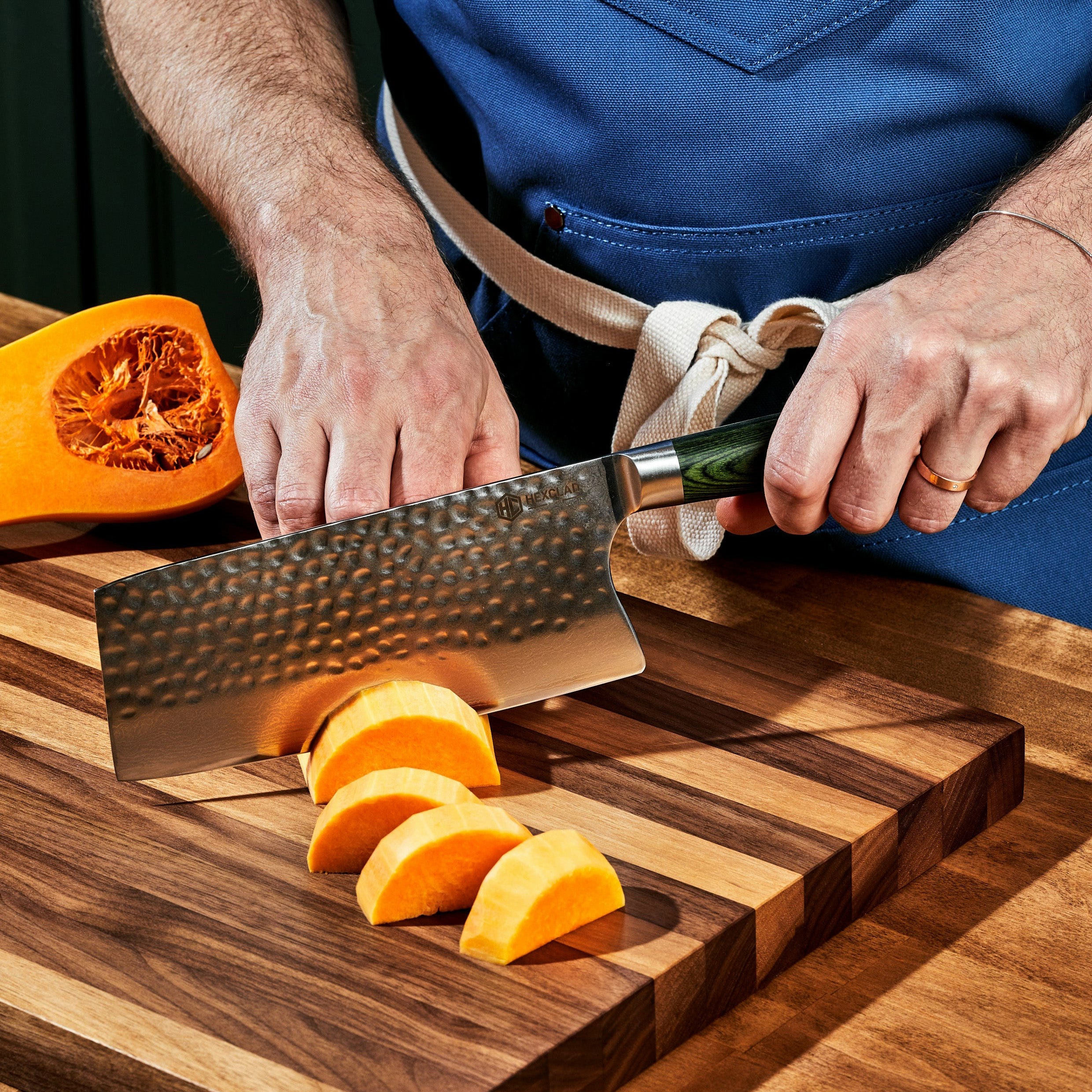 Damascus Steel Cleaver 7" (Green)
