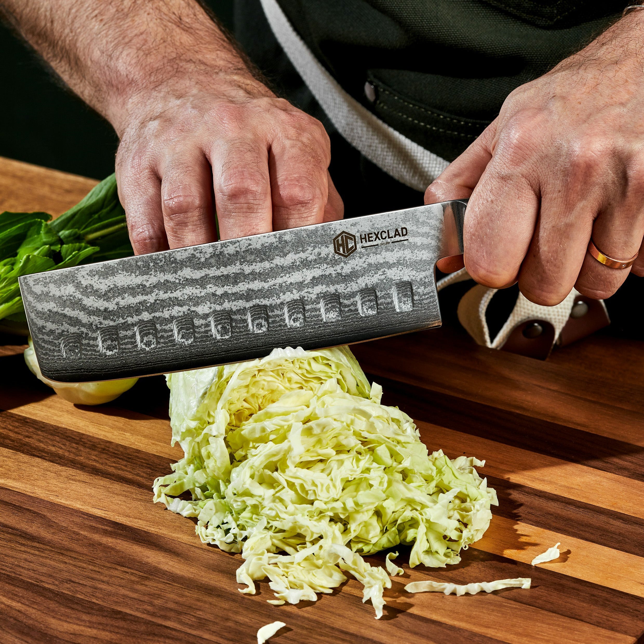 Damascus Steel Nakiri Knife 6.5" (Green)