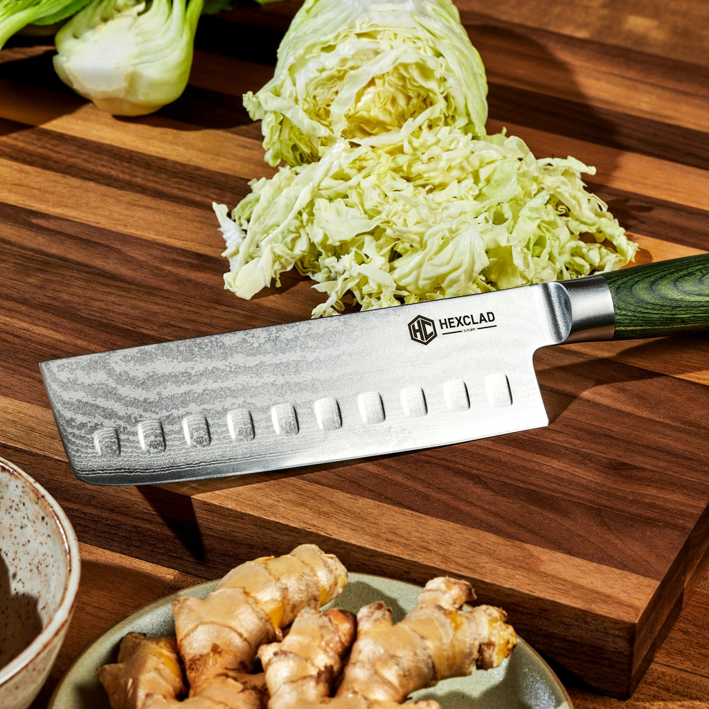 Damascus Steel Nakiri Knife 6.5" (Green)