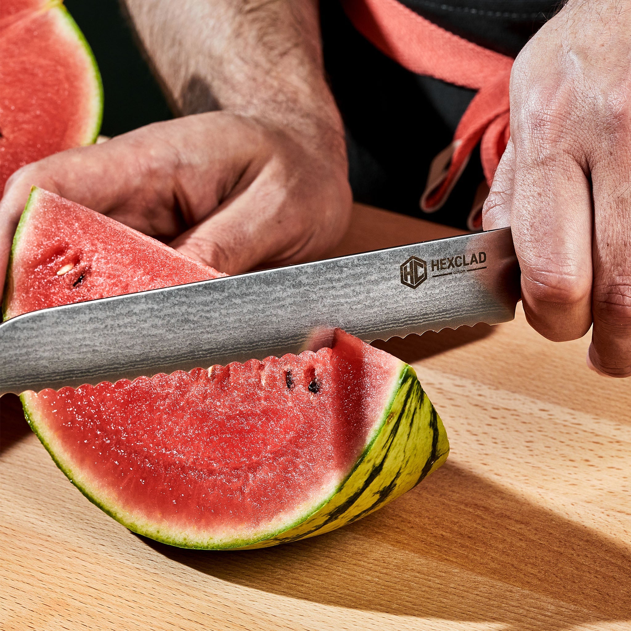 Damascus Steel Serrated Bread Knife 8" (Green)