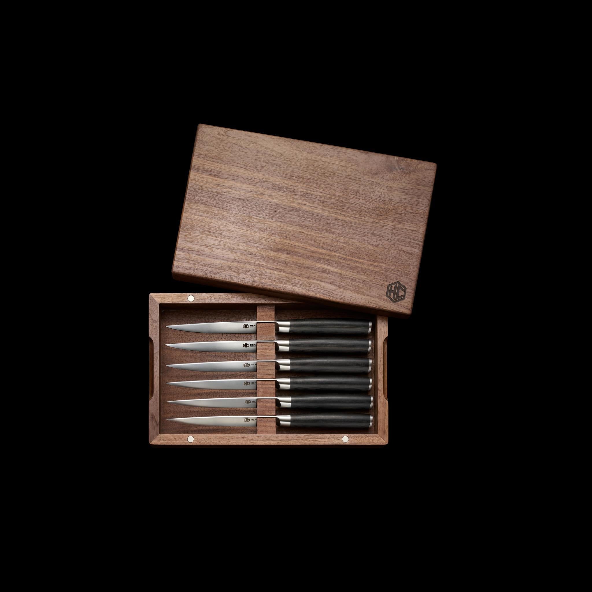 Damascus Steel Steak Knife Boxed Set 6-pc (Espresso)