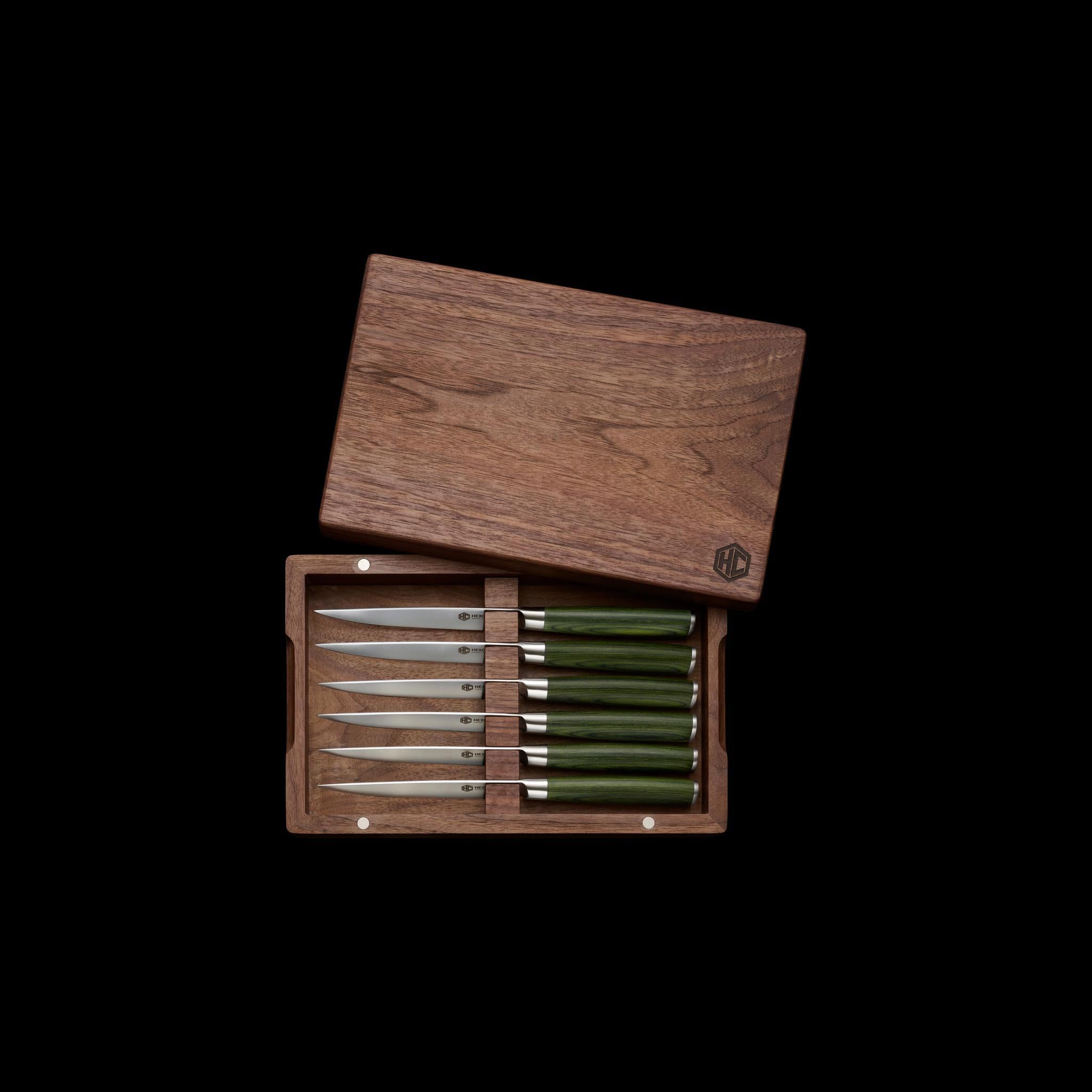 Damascus Steel Steak Knife Boxed Set 6-pc (Green)