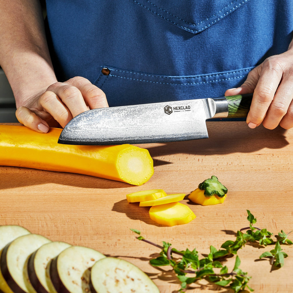 Damascus Steel Santoku Knife 7" (Green)
