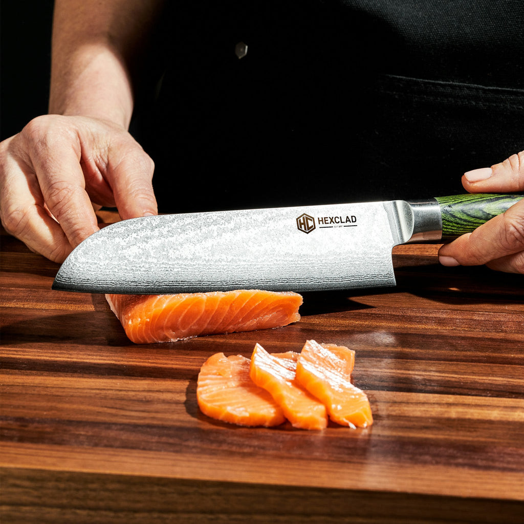 Damascus Steel Santoku Knife 7" (Green)