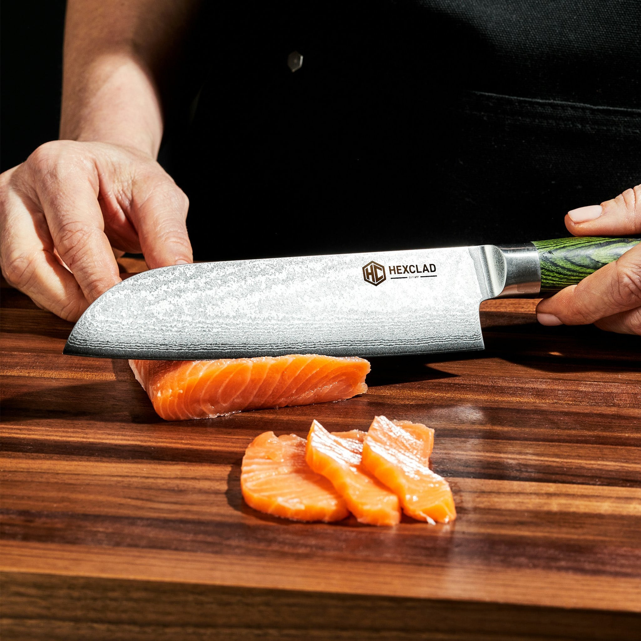Damascus Steel Santoku Knife 7" (Green)