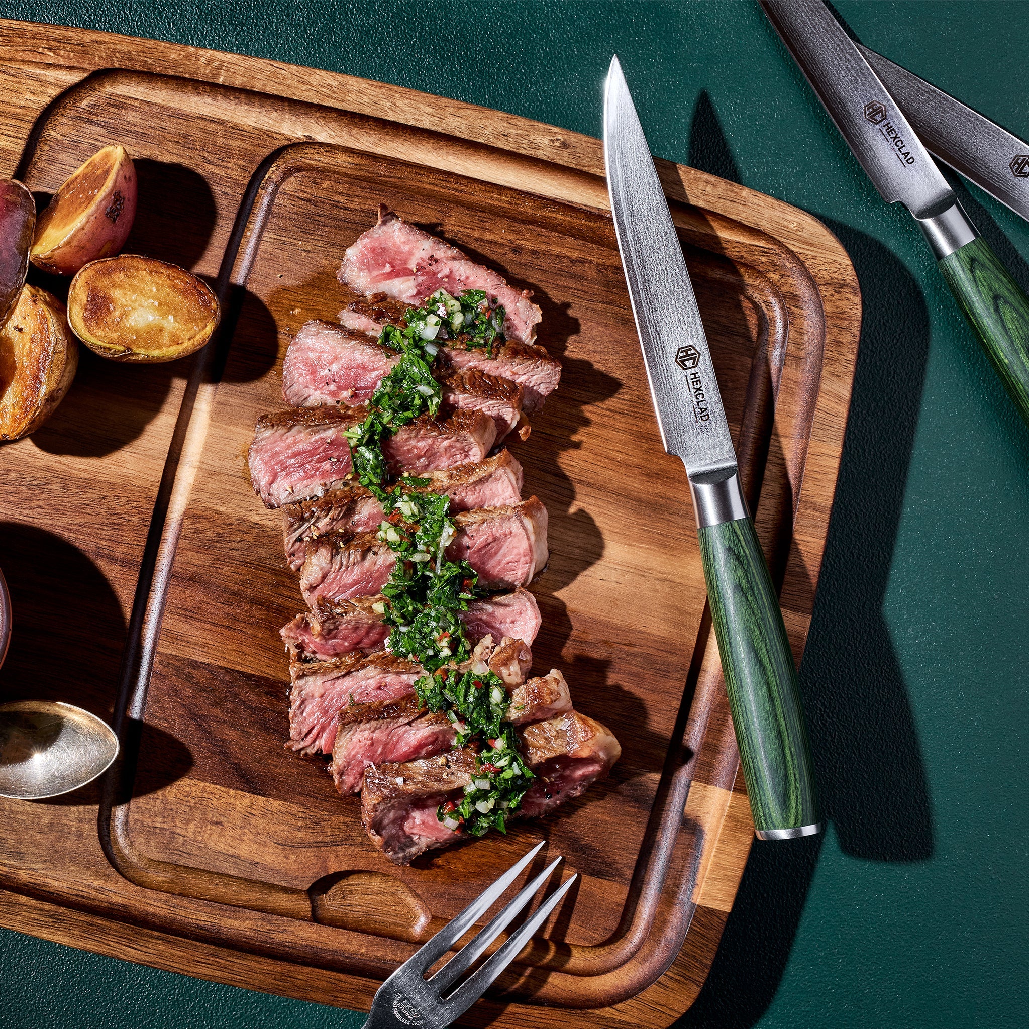 Steak Knife & Bistecca Plate Set 8-pc (Green)