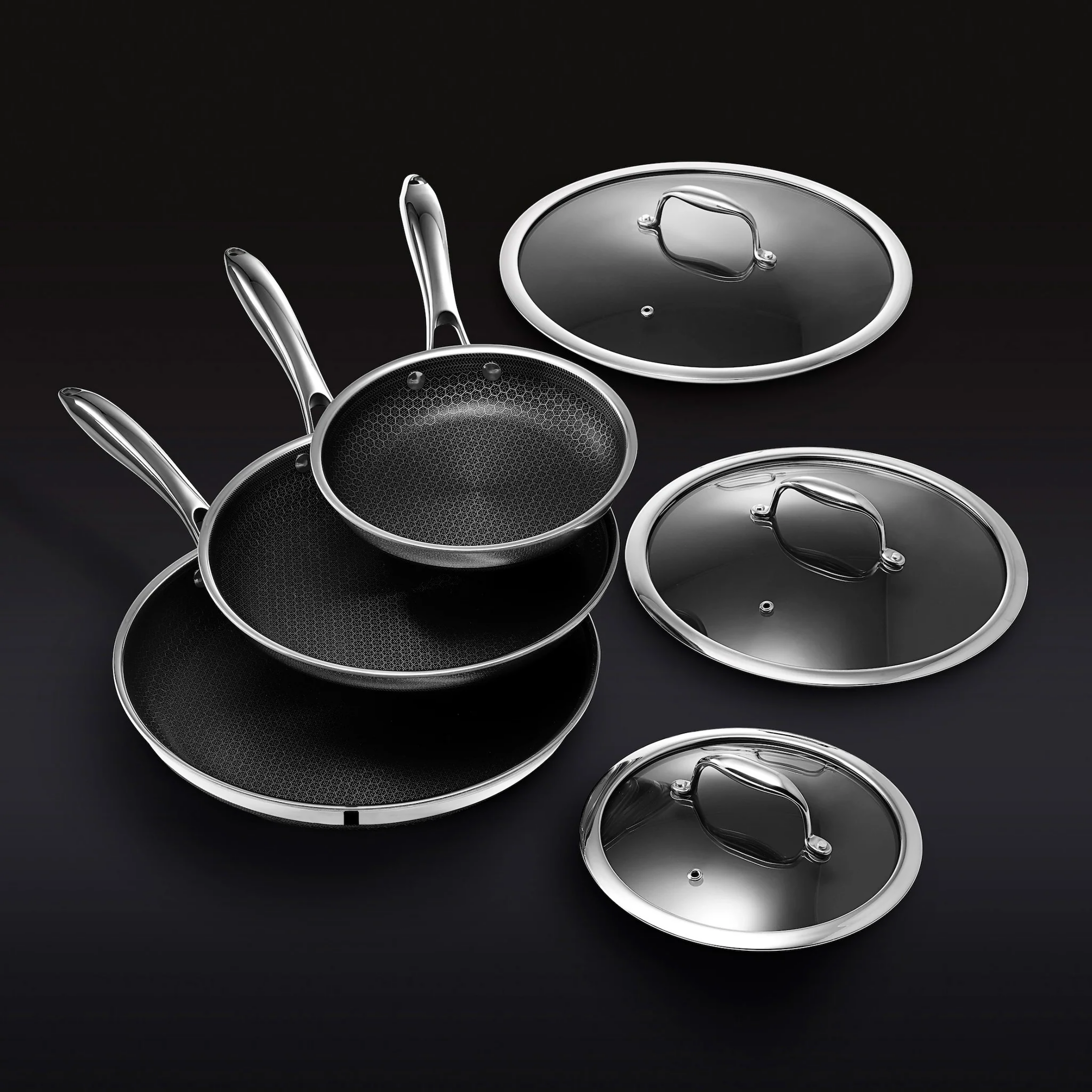 Hybrid Fry Pan Set with Lids 6pc