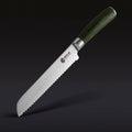 Damascus Steel Serrated Bread Knife 8" (Green)