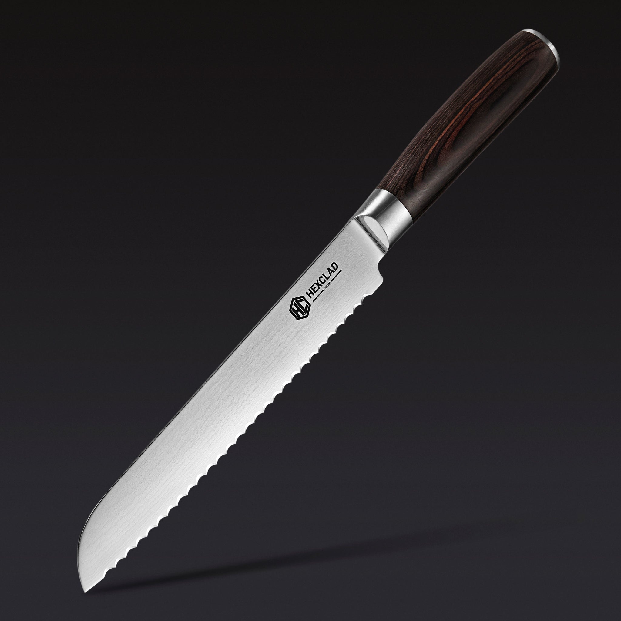 Damascus Steel Serrated Bread Knife 8" (Espresso)