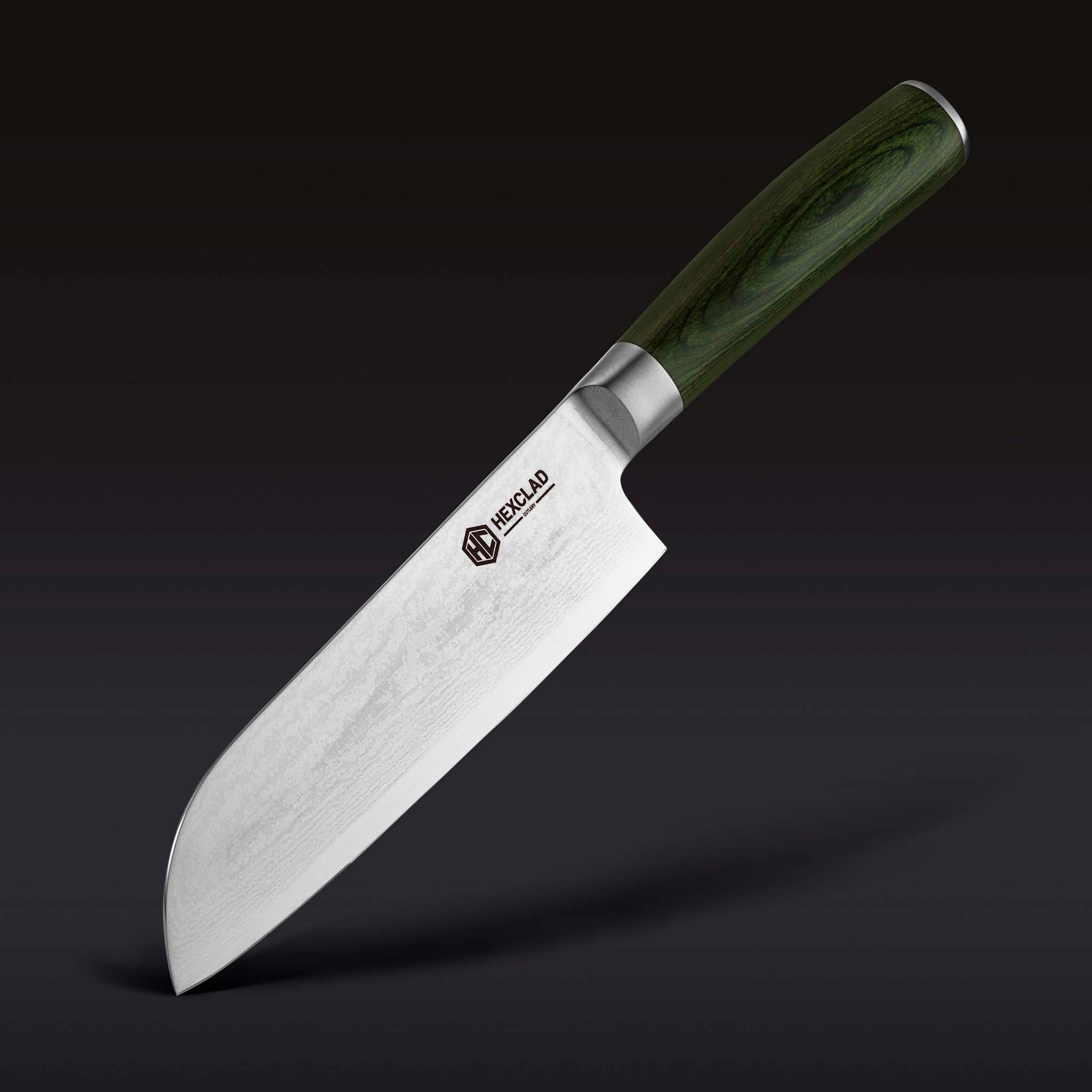 Damascus Steel Santoku Knife 7" (Green)