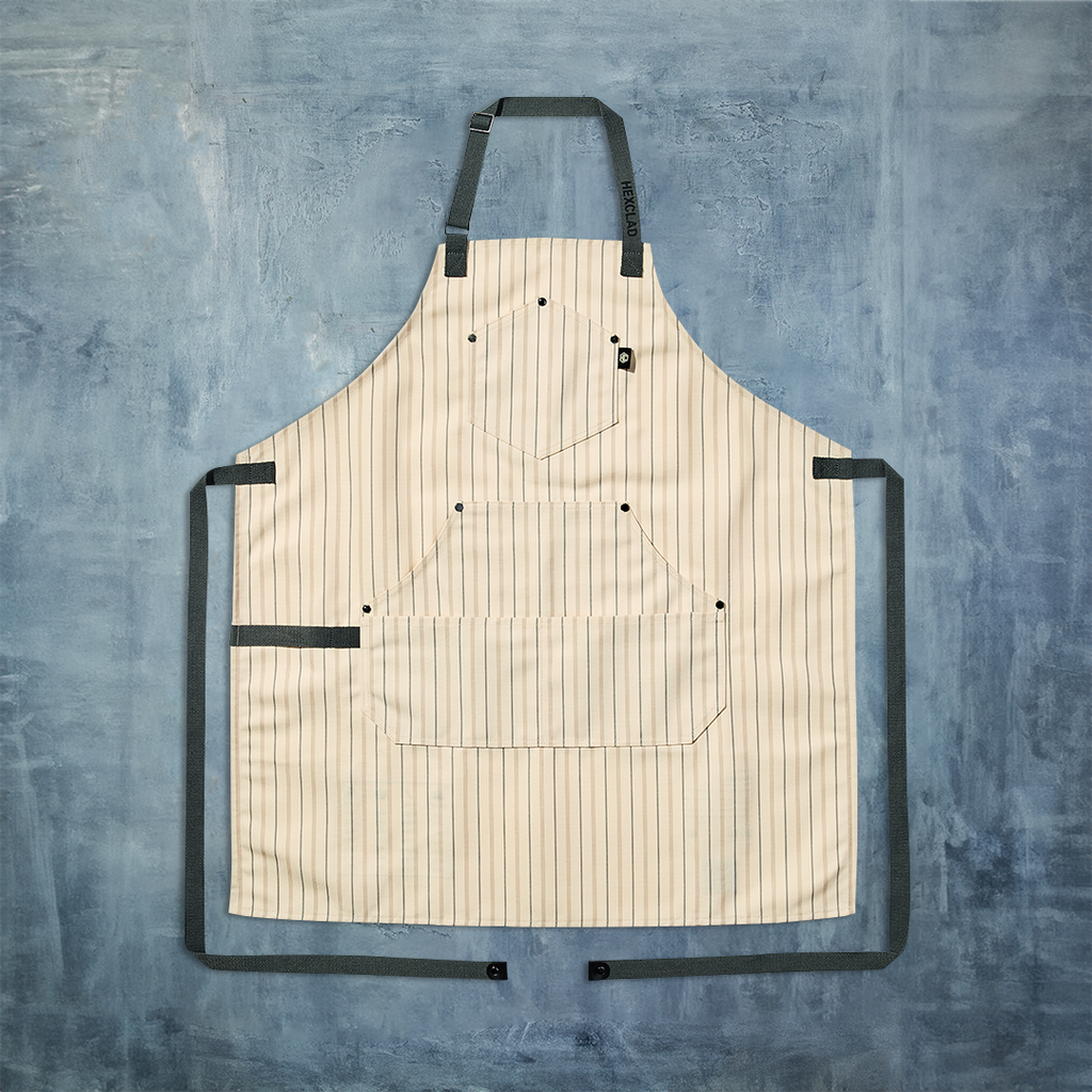 Eco Modern Apron (Pinstripe Cream)