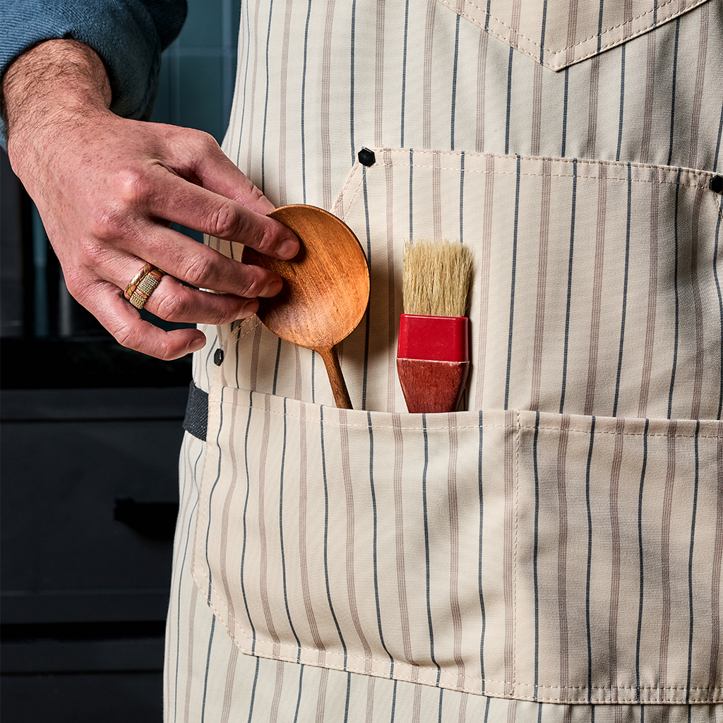 Eco Modern Apron (Pinstripe Cream)